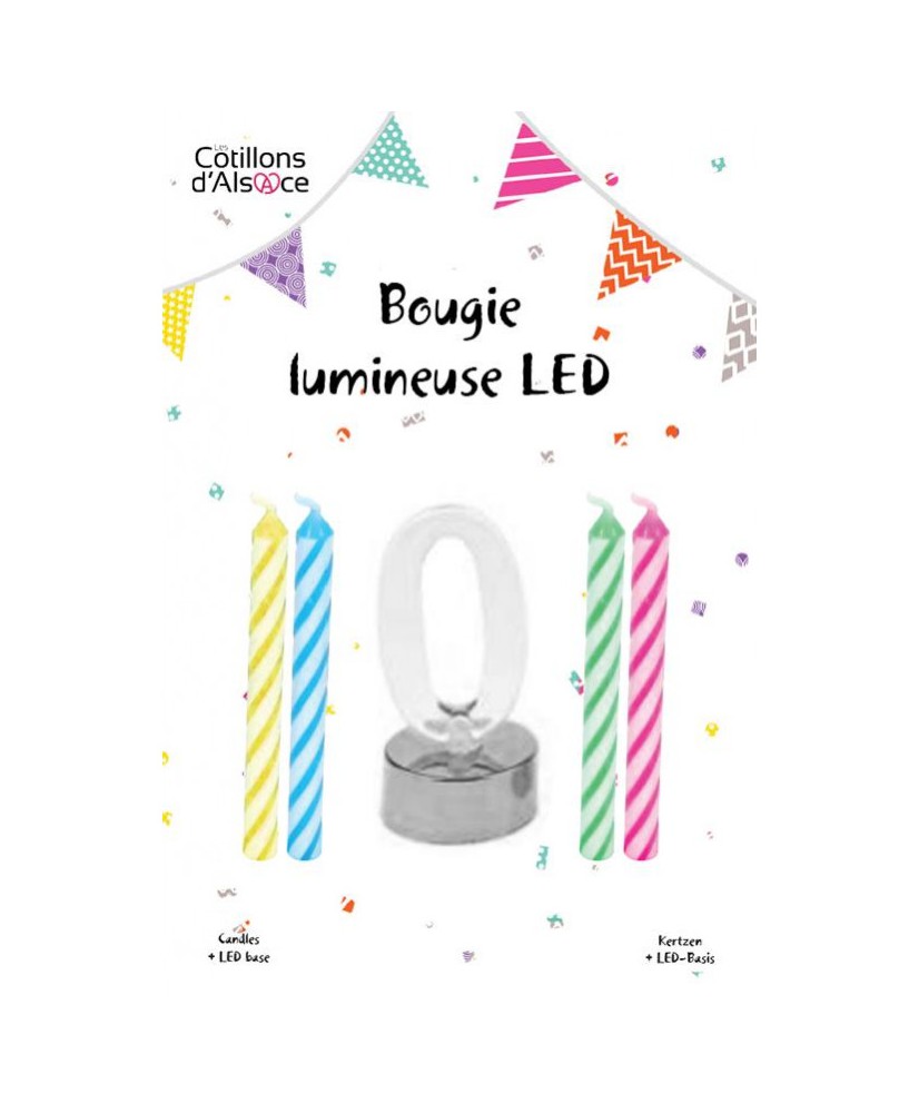 Bougie clignotante LED 0 + 4 bougies