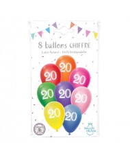 8 Ballons latex 30 cm ANNIVERSAIRE 20 coloris assortis