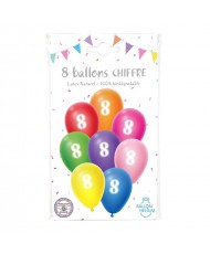 8 ballons latex 30 cm ANNIVERSAIRE 8 coloris assortis