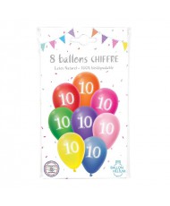 8 ballons latex 30 cm ANNIVERSAIRE 10 coloris assortis