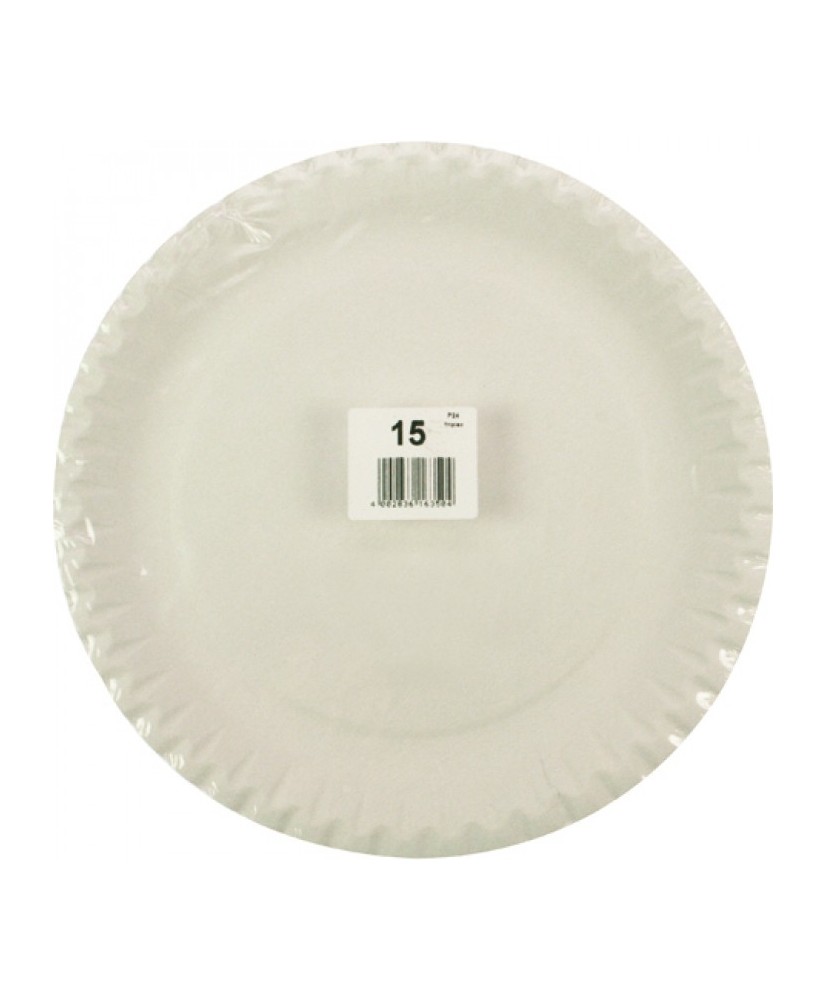 Assiettes de fête 15pcs 23cm Blanc sous film rétractable